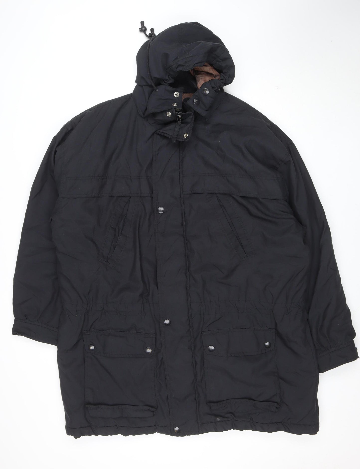 J. Riggings Men's Black L Parka Jacket Hooded Insulated Nylon Polyester