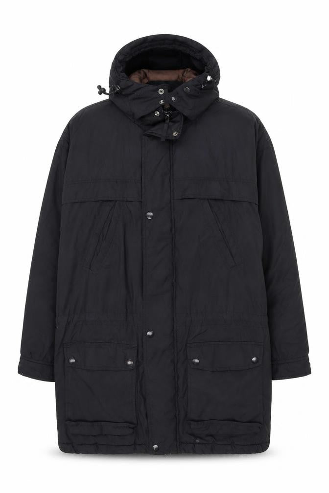 J. Riggings Men's Black L Parka Jacket Hooded Insulated Nylon Polyester