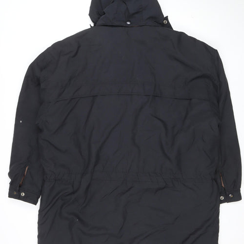 J. Riggings Men's Black L Parka Jacket Hooded Insulated Nylon Polyester