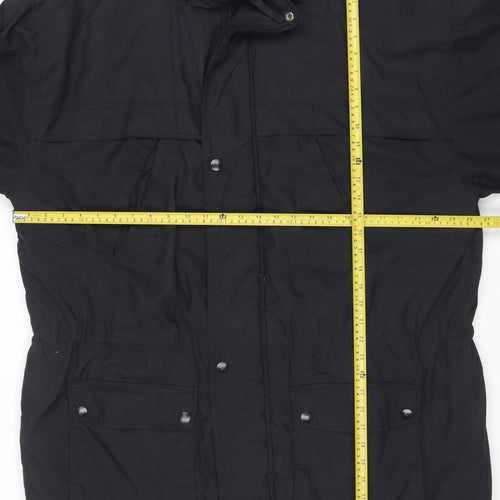 J. Riggings Men's Black L Parka Jacket Hooded Insulated Nylon Polyester