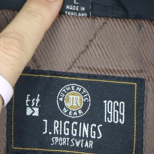 J. Riggings Men's Black L Parka Jacket Hooded Insulated Nylon Polyester