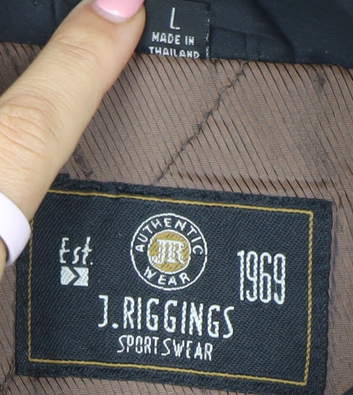 J. Riggings Men's Black L Parka Jacket Hooded Insulated Nylon Polyester