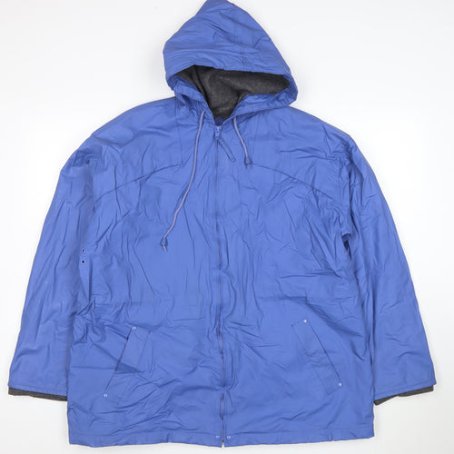 Misty Harbor Women Blue M Waterproof Hooded Rain Jacket Mid-Length