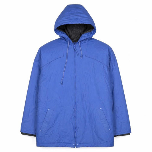 Front view of Misty Harbor Women Blue M Waterproof Hooded Rain Jacket Mid-Length