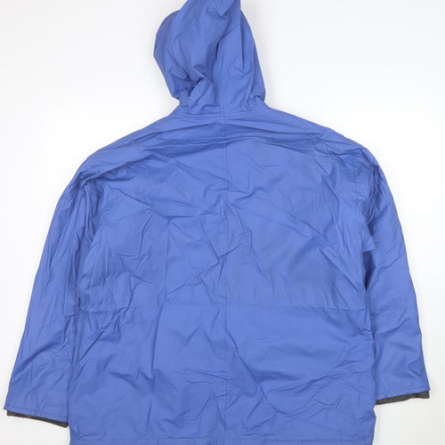 Misty Harbor Women Blue M Waterproof Hooded Rain Jacket Mid-Length