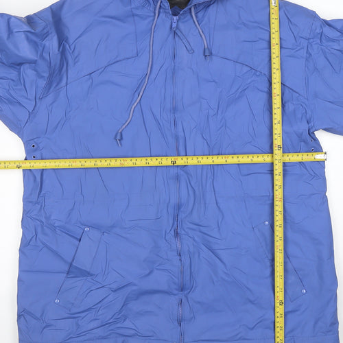 Misty Harbor Women Blue M Waterproof Hooded Rain Jacket Mid-Length