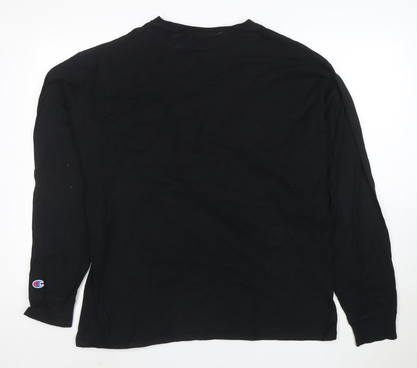 Champion Men's Black Long Sleeve Crew Neck Cotton T-Shirt XL