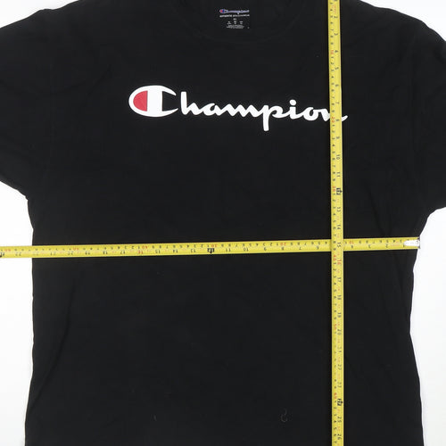 Champion Men's Black Long Sleeve Crew Neck Cotton T-Shirt XL