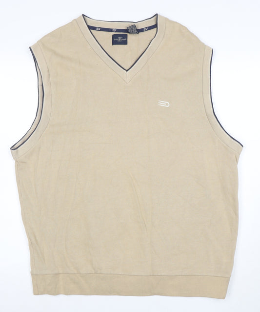 Dockers Men's Beige Cotton V-Neck Sleeveless Knit Vest XL