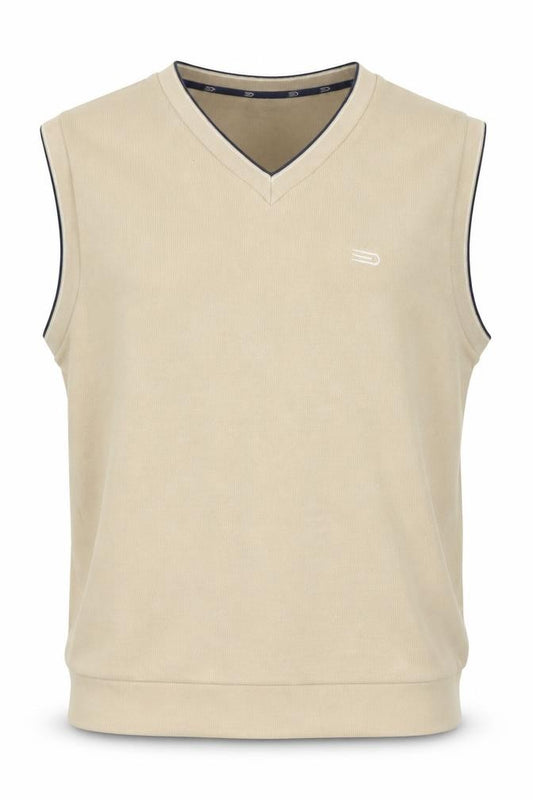 Front view of Dockers Men's Beige Cotton V-Neck Sleeveless Knit Vest XL