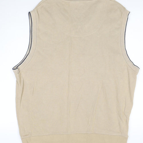 Dockers Men's Beige Cotton V-Neck Sleeveless Knit Vest XL