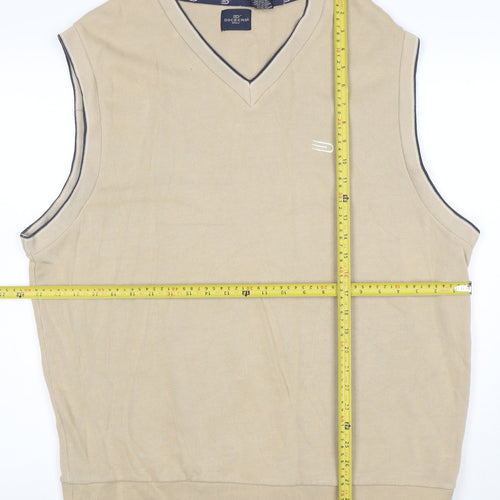 Dockers Men's Beige Cotton V-Neck Sleeveless Knit Vest XL