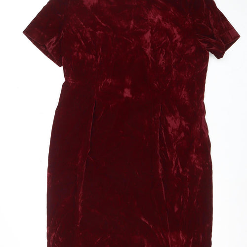 Leslie Fay Petite Women’s Red Velvet Sheath Knee Dress Size 10
