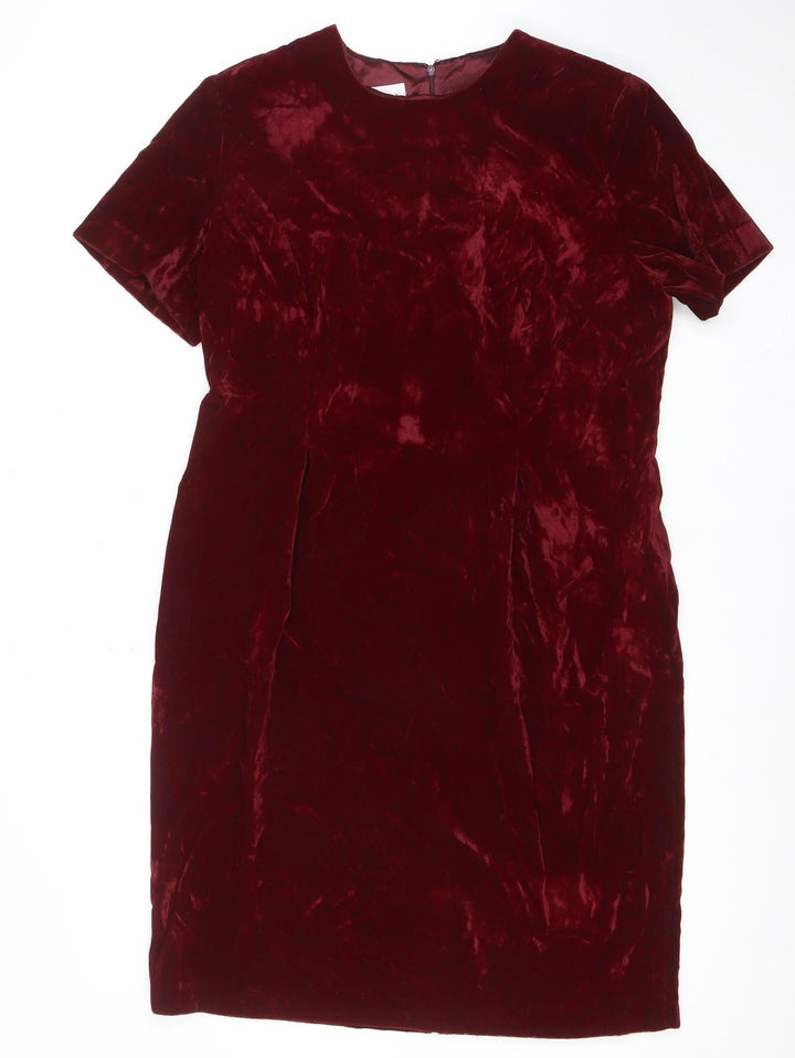 Leslie Fay Petite Women’s Red Velvet Sheath Knee Dress Size 10