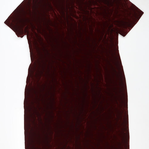 Leslie Fay Petite Women’s Red Velvet Sheath Knee Dress Size 10