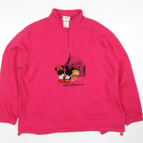 Disney Women’s Pink Walt Disney World 1/4 Zip Sweatshirt XL