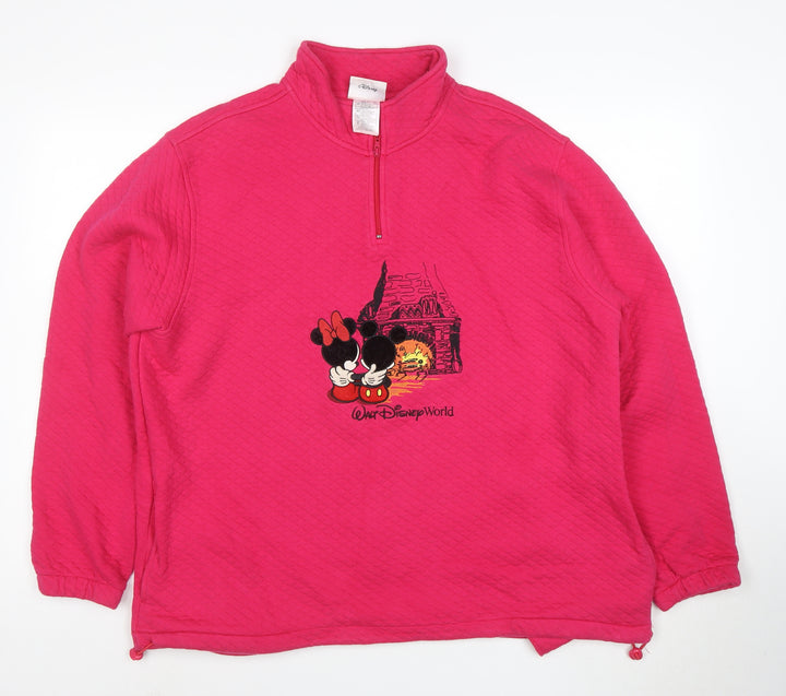 Disney Women’s Pink Walt Disney World 1/4 Zip Sweatshirt XL