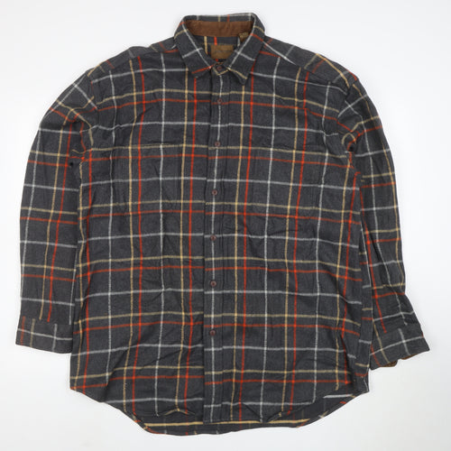 St. John’s Bay Men’s Grey Plaid Cotton Flannel Shirt XL Tall