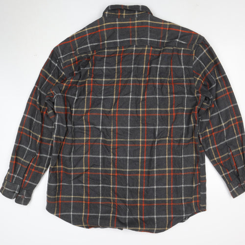 St. John’s Bay Men’s Grey Plaid Cotton Flannel Shirt XL Tall