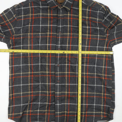 St. John’s Bay Men’s Grey Plaid Cotton Flannel Shirt XL Tall
