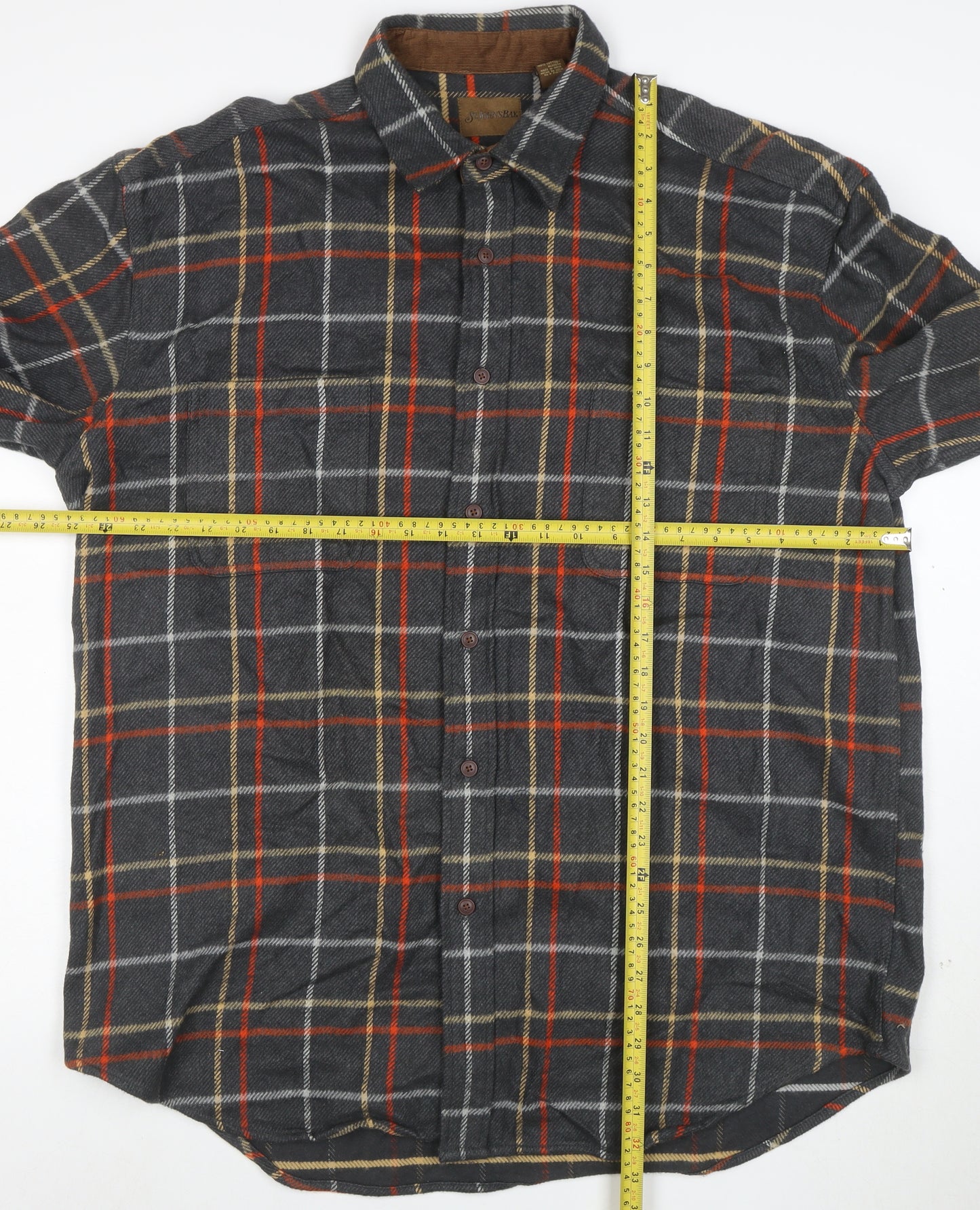 St. John’s Bay Men’s Grey Plaid Cotton Flannel Shirt XL Tall