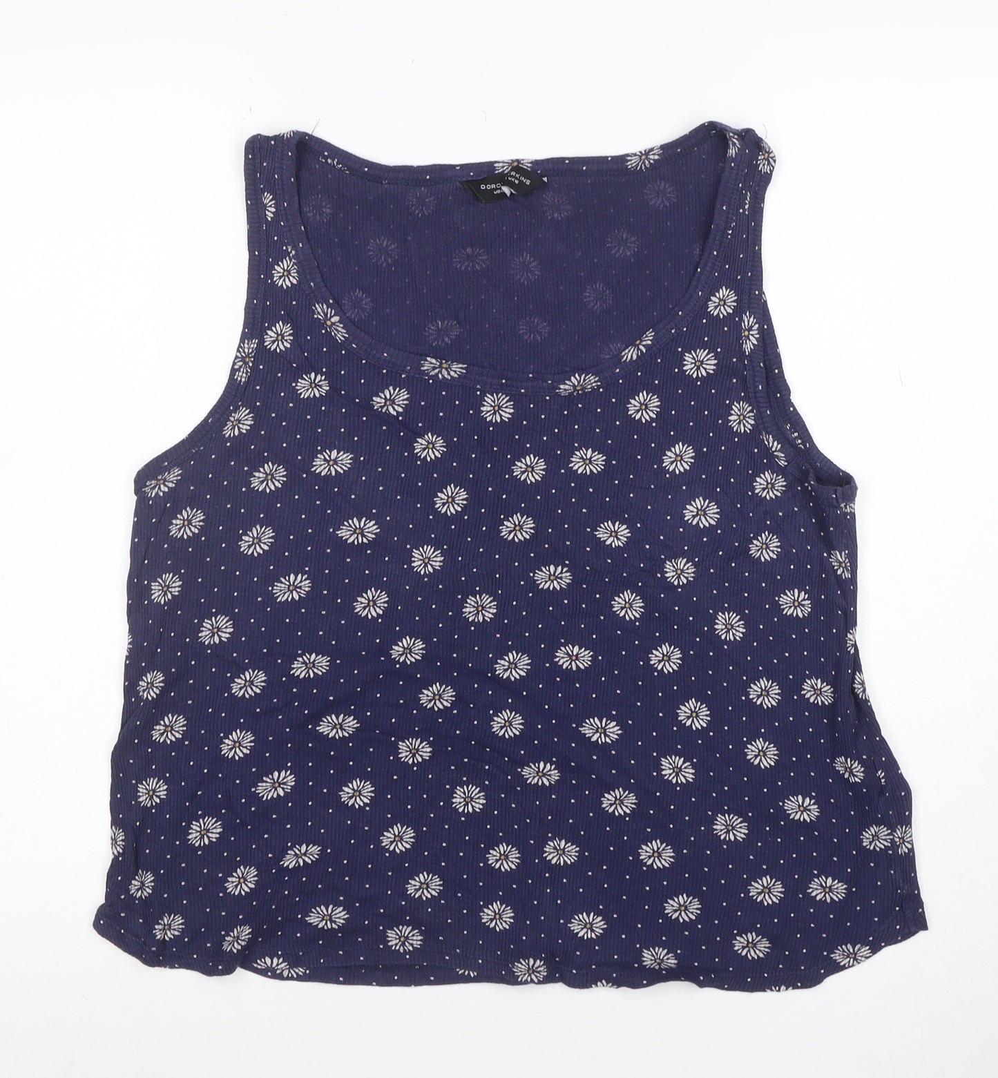 Dorothy Perkins Women's Blue Floral Cotton Tank Top Size 16