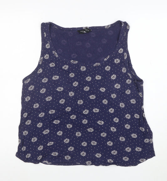 Dorothy Perkins Women's Blue Floral Cotton Tank Top Size 16