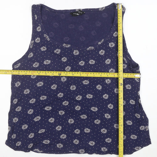 Dorothy Perkins Women's Blue Floral Cotton Tank Top Size 16