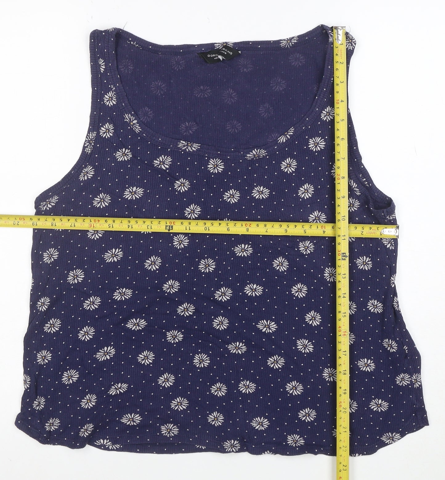 Dorothy Perkins Women's Blue Floral Cotton Tank Top Size 16