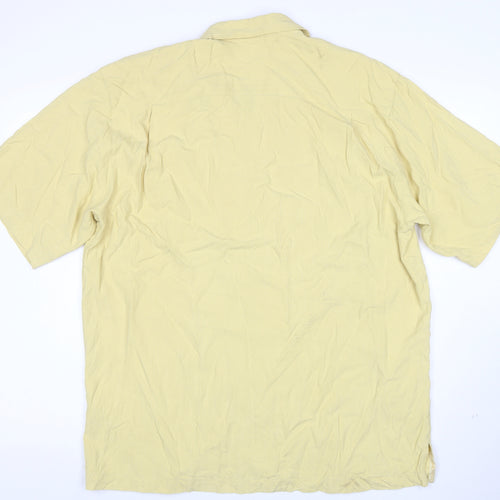Tommy Bahama Men's Beige Silk Hawaiian Floral Short Sleeve Shirt L