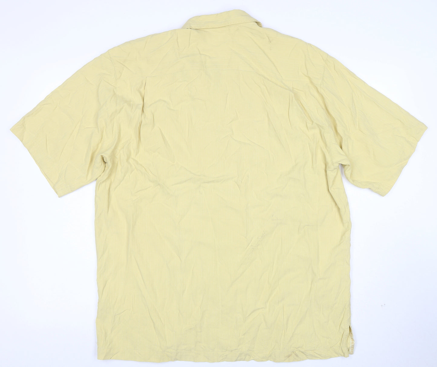 Tommy Bahama Men's Beige Silk Hawaiian Floral Short Sleeve Shirt L