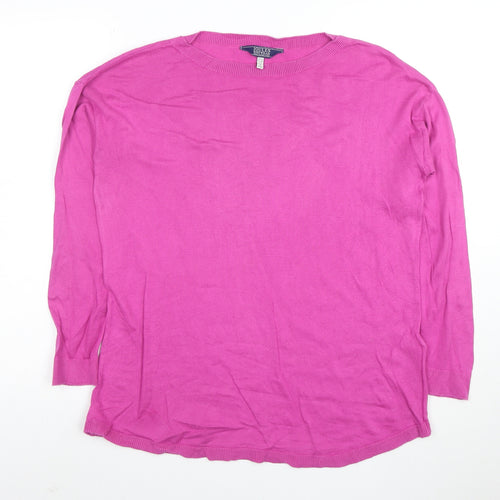 Joules Womens Pink Cotton Crew Neck Long Sleeve Jumper Size 10