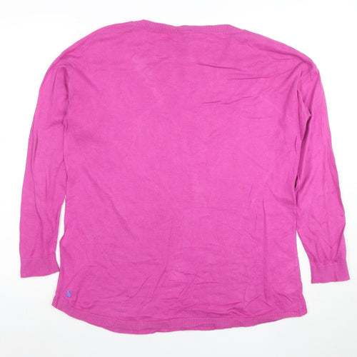 Joules Womens Pink Cotton Crew Neck Long Sleeve Jumper Size 10