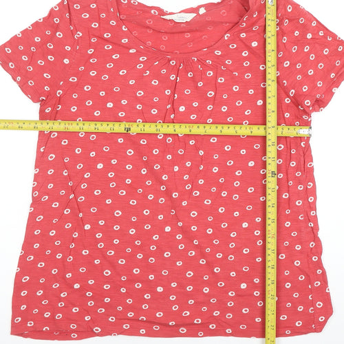 Seasalt Cornwall Women's Red Polka Dot Organic Cotton T-Shirt Size 12