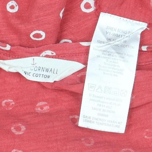 Seasalt Cornwall Women's Red Polka Dot Organic Cotton T-Shirt Size 12