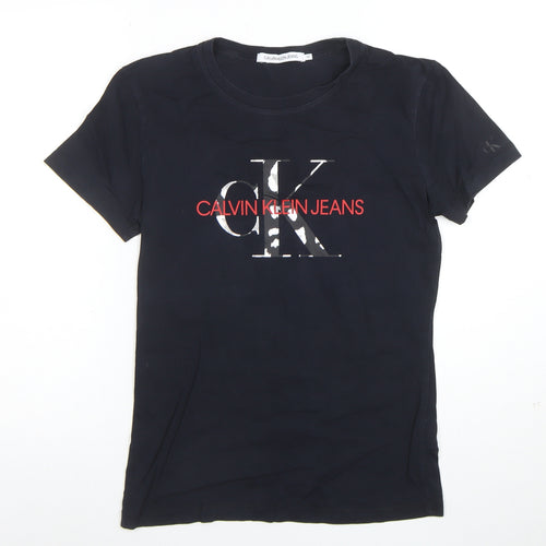 Calvin Klein Jeans Women's Black Cotton Logo T-Shirt Size M