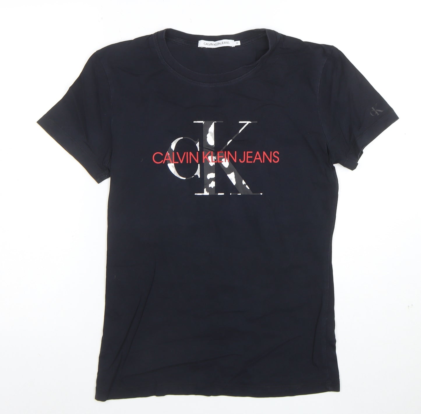 Calvin Klein Jeans Women's Black Cotton Logo T-Shirt Size M