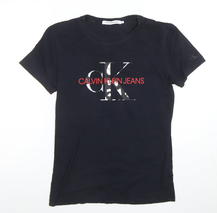 Calvin Klein Jeans Women's Black Cotton Logo T-Shirt Size M