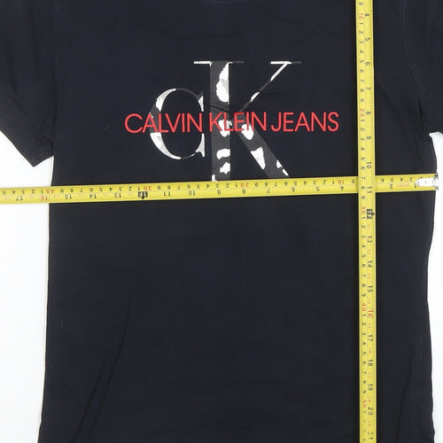 Calvin Klein Jeans Women's Black Cotton Logo T-Shirt Size M