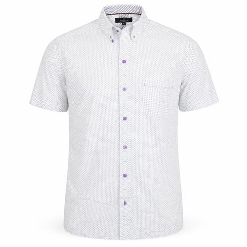Jeff Banks Men's White Geometric Short Sleeve Button-Up Shirt M
