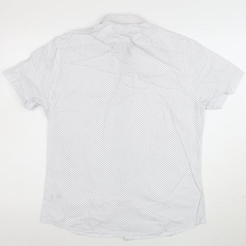 Jeff Banks Men's White Geometric Short Sleeve Button-Up Shirt M