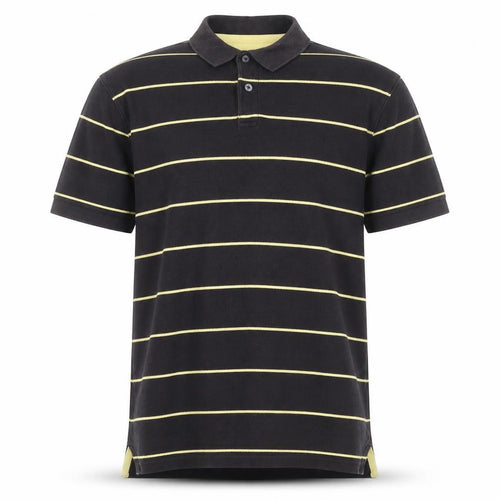 Charles Tyrwhitt Men's Black Striped Cotton Polo Shirt Medium
