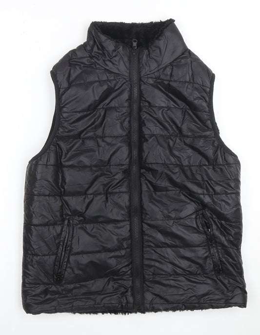 Cisono Women Black L Puffer Quilted Waistcoat Polyester Zip