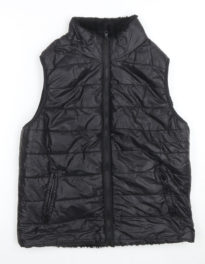 Cisono Women Black L Puffer Quilted Waistcoat Polyester Zip
