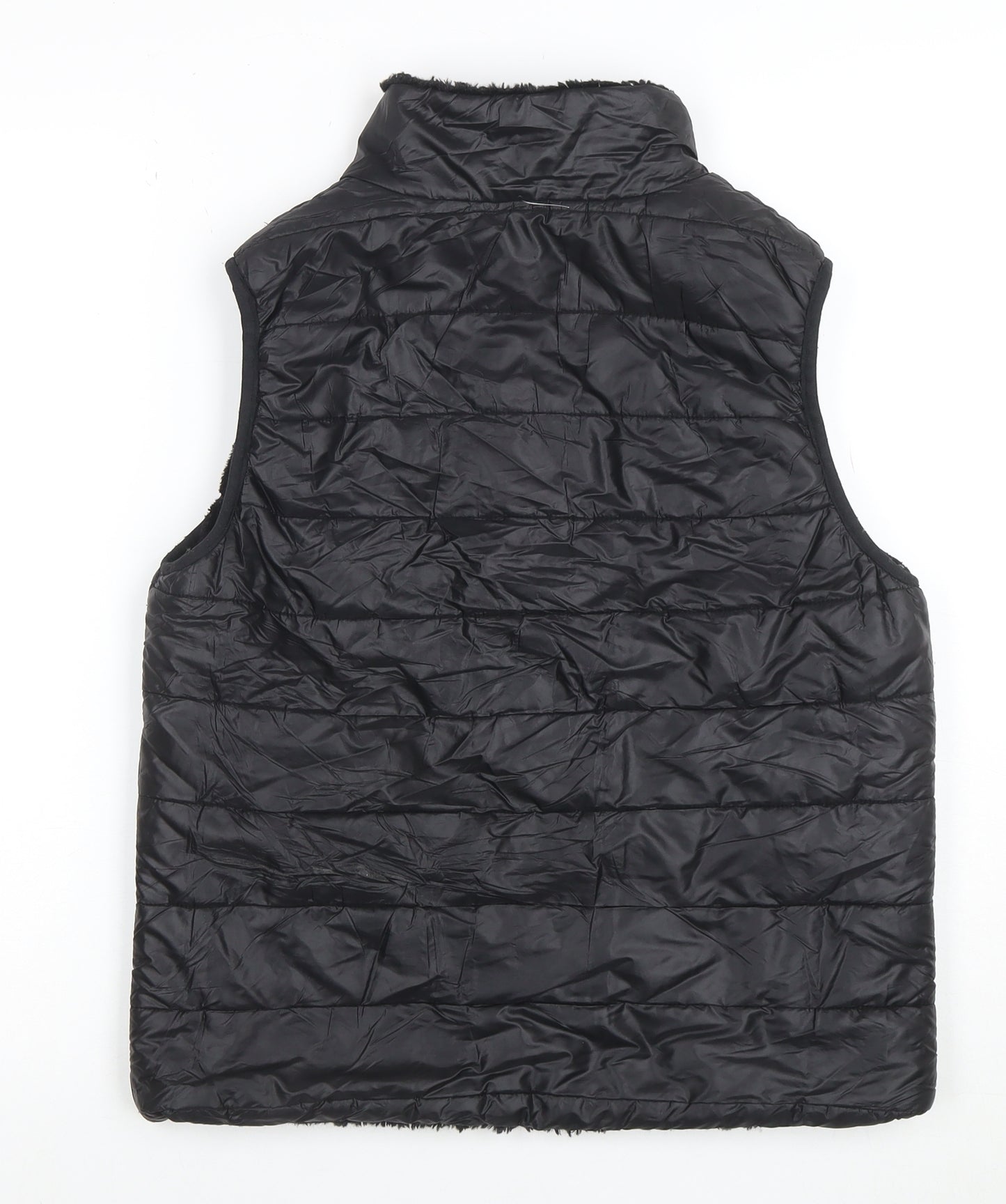 Cisono Women Black L Puffer Quilted Waistcoat Polyester Zip