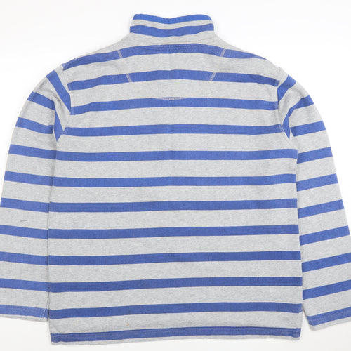 Mini Boden Boys Grey Blue Striped 1/2 Zip Sweatshirt 13-14 Years Cotton