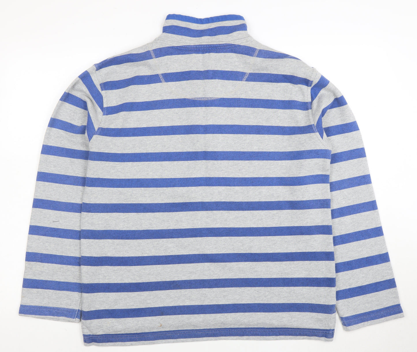 Mini Boden Boys Grey Blue Striped 1/2 Zip Sweatshirt 13-14 Years Cotton