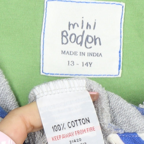 Mini Boden Boys Grey Blue Striped 1/2 Zip Sweatshirt 13-14 Years Cotton