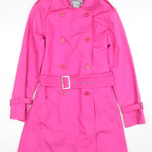 Rave Women’s Pink Cotton Mid-Length Trench Coat M Belted Lined