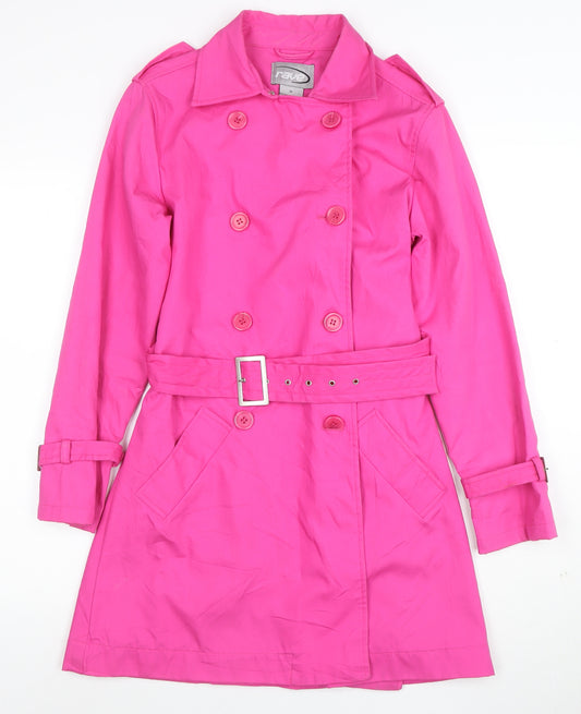 Rave Women’s Pink Cotton Mid-Length Trench Coat M Belted Lined